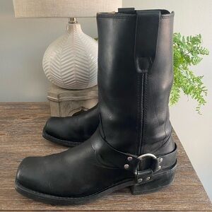 Durango Harness 11” Motor Black Leather Square Toe Western Work Boots Mens 11